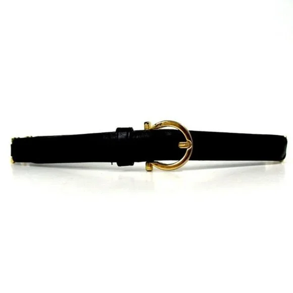 Salvatore Ferragamo Gancini Black Leather Belt gol - Picture 2 of 7